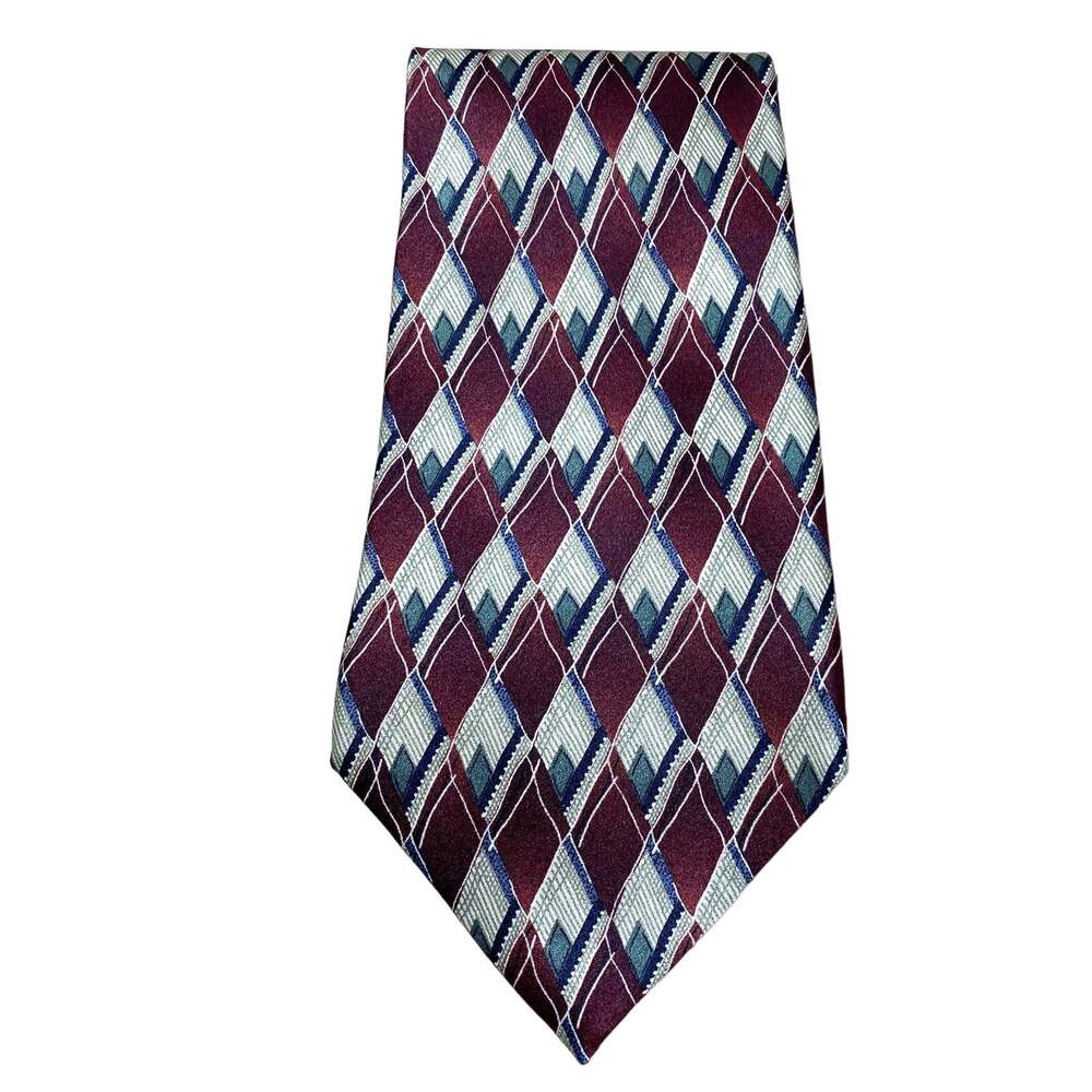 Pierre Cardin 100% Silk Neck Tie Diamond Pattern Made in USA EUC